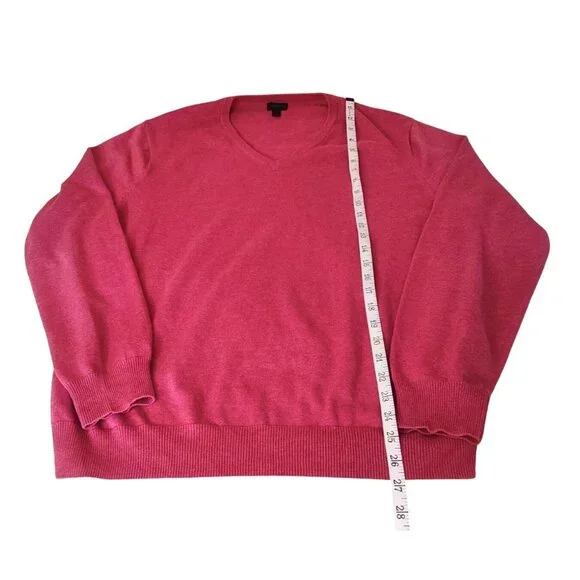 J.Crew Women's Pink V-Neck Pullover Sweater Large Soft Knit Cotton Long Sleeve - Picture 6 of 10